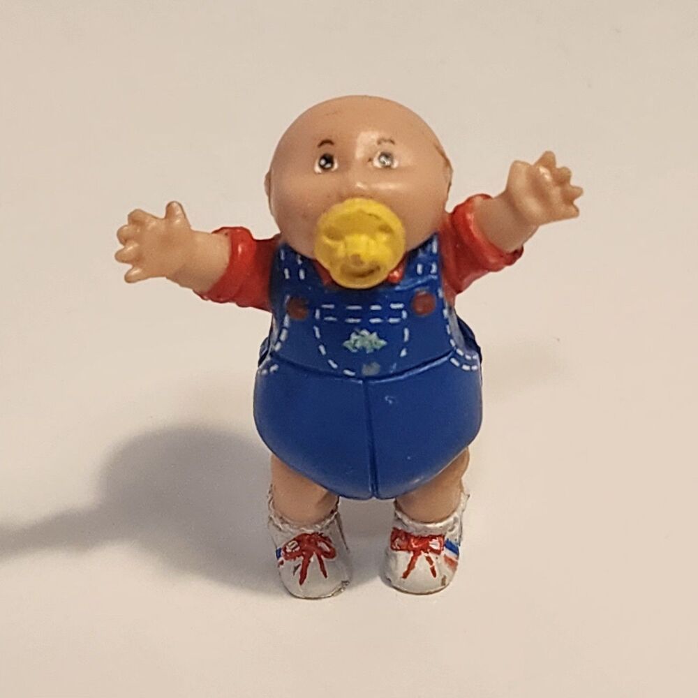 Cabbage Patch Kids 1984 Baby Boy Yellow Pacifier Blue Overalls Apx 2.25"